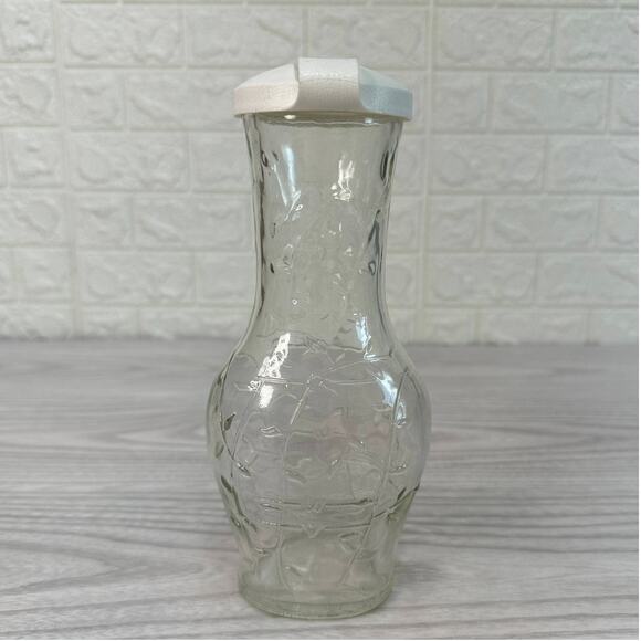 Good Seasons Salad Dressing Cruet Shaker Bottle Glass Vines Embossed w/ Lid VTG - Picture 4 of 7